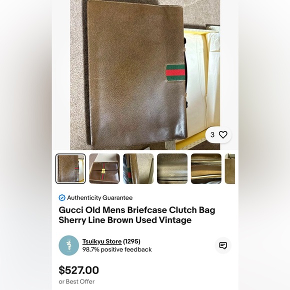 Gucci Brown Leather Men's Bag - Picture 2 of 10